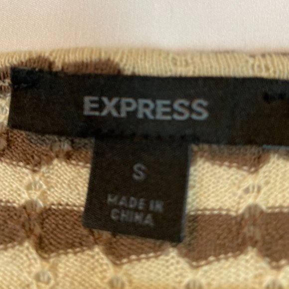 Express Striped Top with Sweetheart Neckline in Brown and Cream, Size S. - Picture 5 of 5